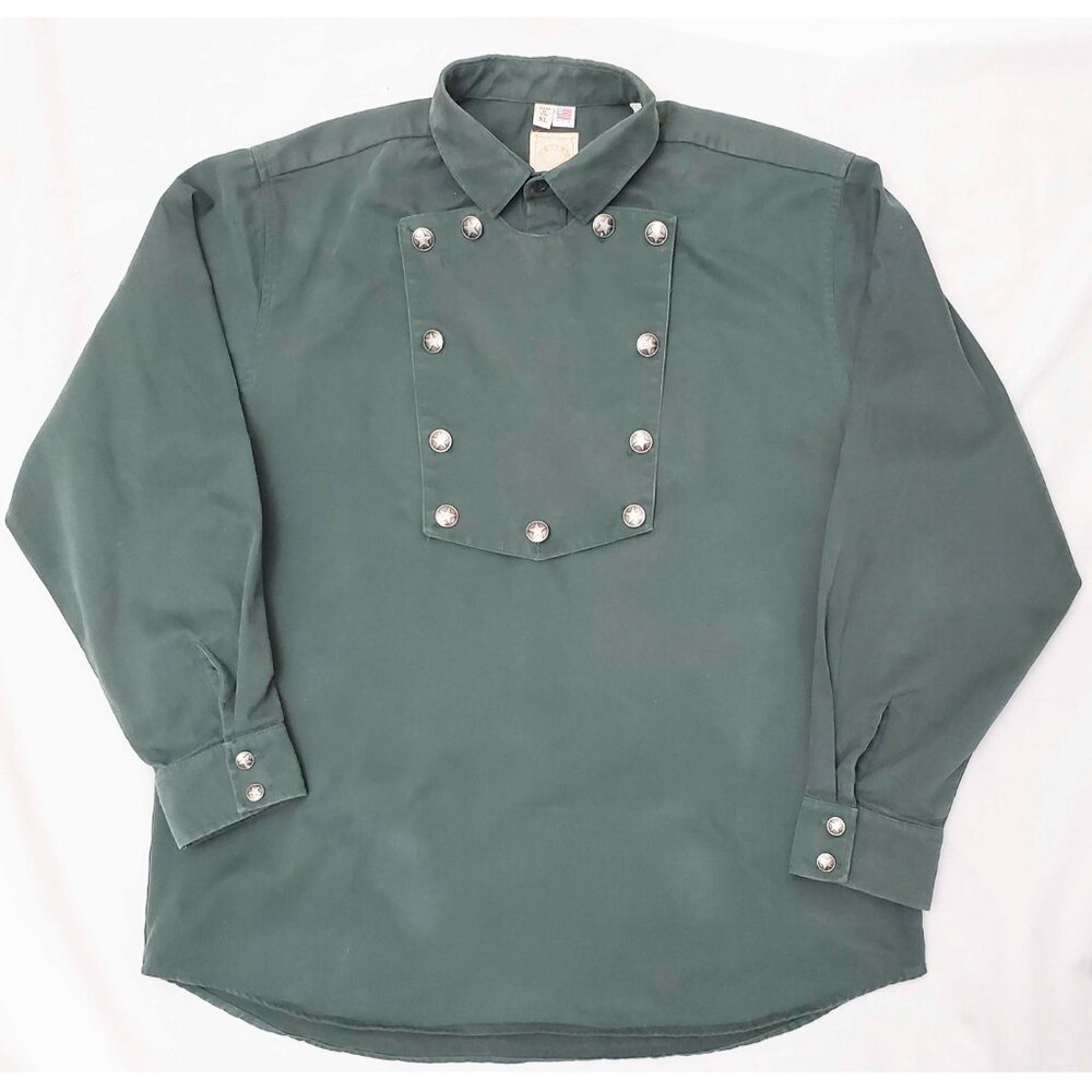 Wah Maker Men's Vintage Green Cavalry Bib Long Sleeve Old West Shirt USA XL - Picture 9 of 9